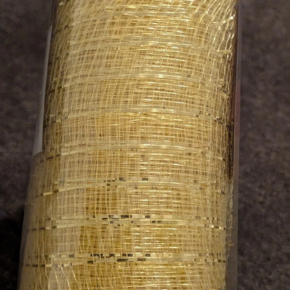 Greenbrier Gold Decorative Mesh Ribbon 6in‎ x 5yd Metallic Tinsel Harvest Craft